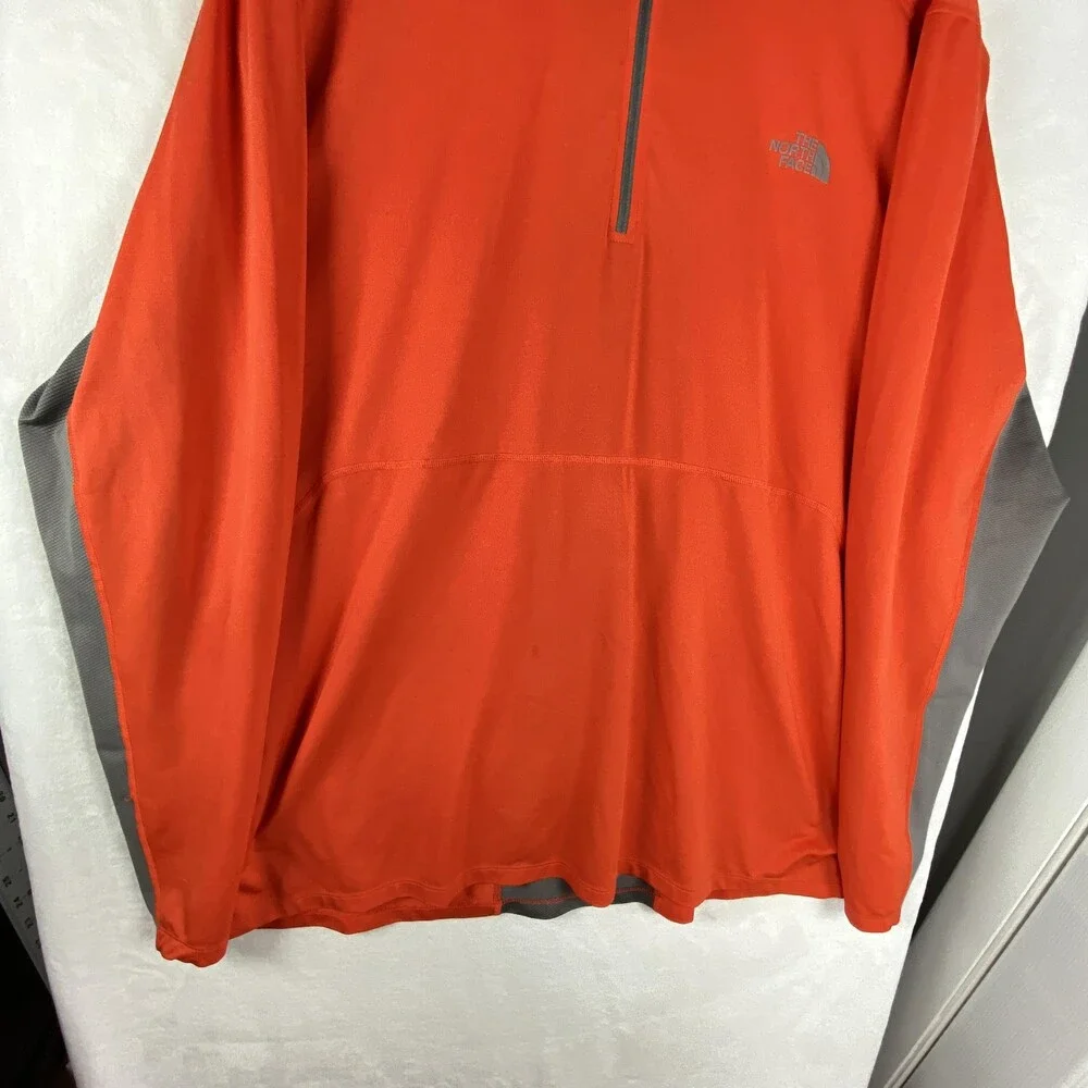 The North Face Shirt Mens 2XL Orange Gray Quarter Zip Long Sleeve Top NF00CP4U